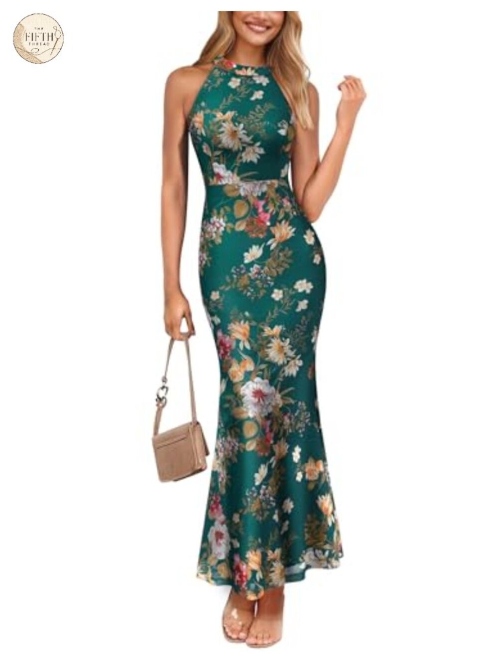 VFSHOW Womens Halter Neck Bodycon Maxi Dress Wedding Guest Formal